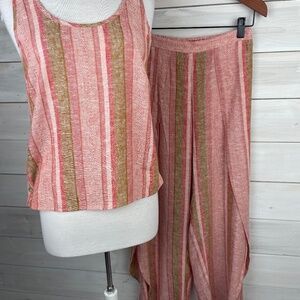 DREW Womens Pink Stripe Sleeveless Top and Harem Pants Outfit Size Medium NEW